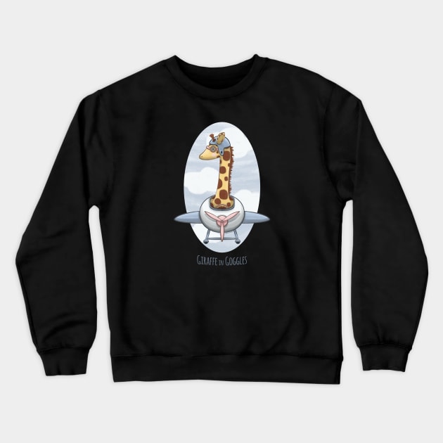 Giraffe in Goggles Crewneck Sweatshirt by Art by Angele G